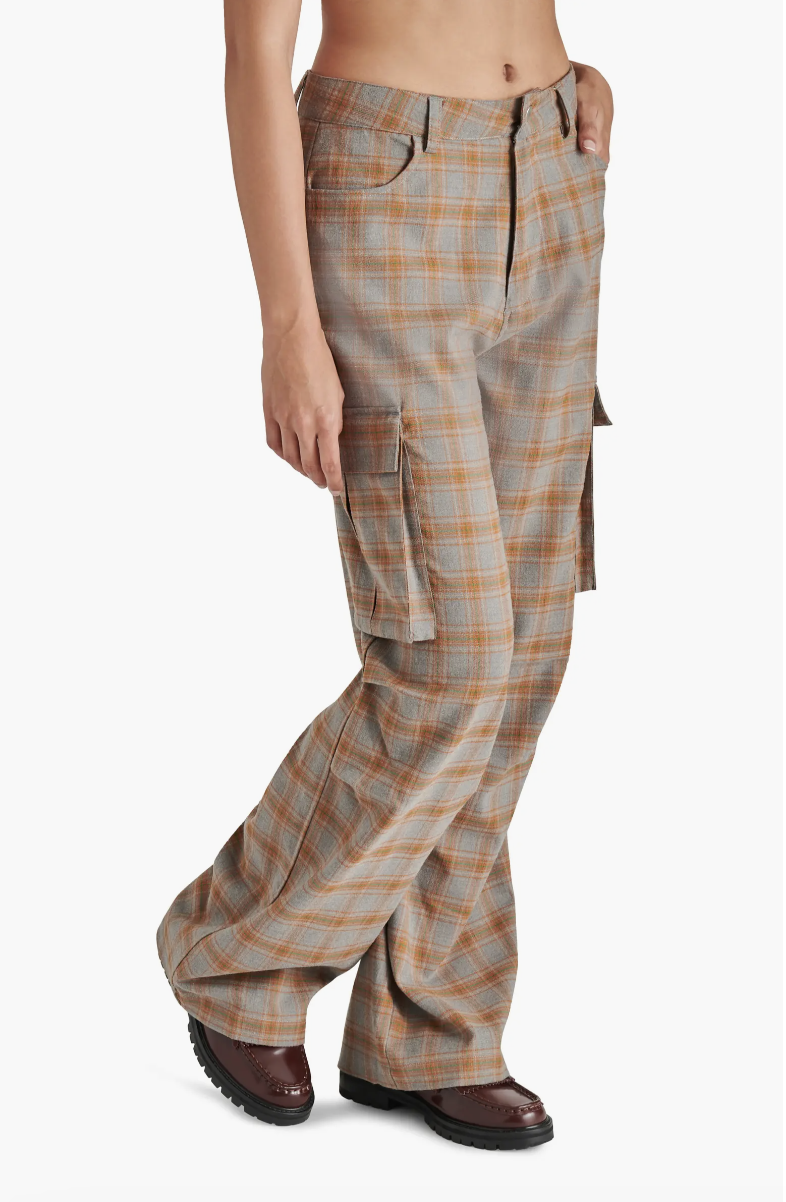 Steve Madden Ilaria Plaid Cargo Pants in Heather Gray — CARY LANE